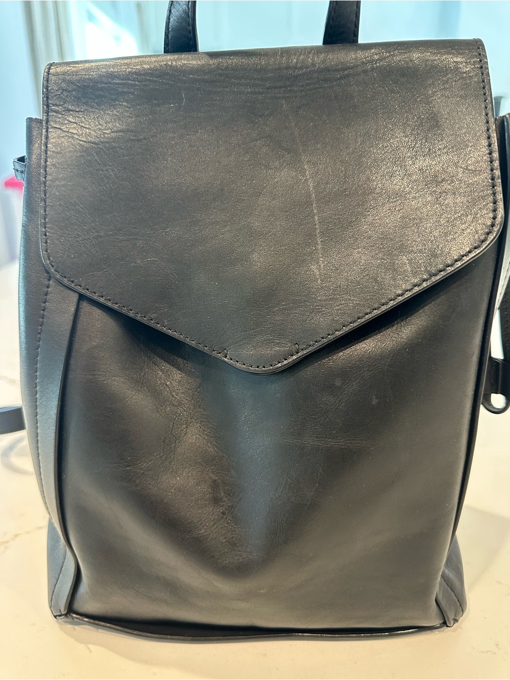 Loeffier Randall Black Leather Backpack - Minimalist Everyday Bag